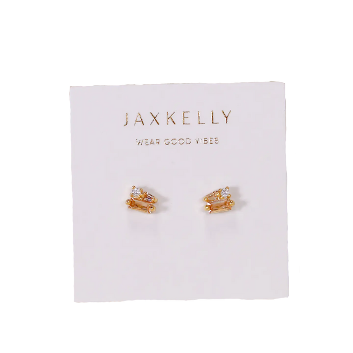 Baguette Cluster Gold Earrings