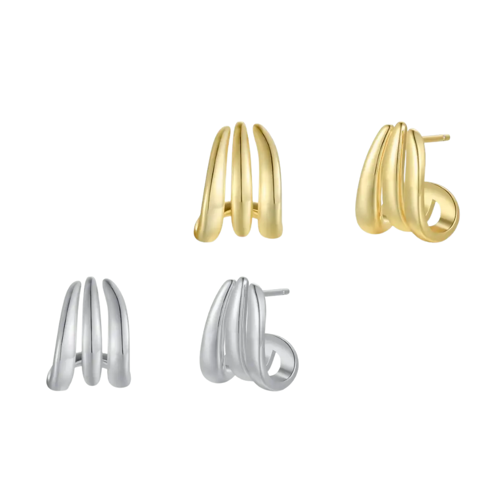 Three Hoop Huggie - Earring
