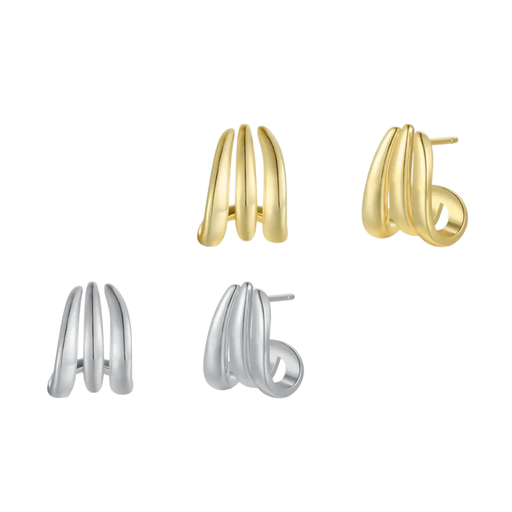 Three Hoop Huggie - Earring