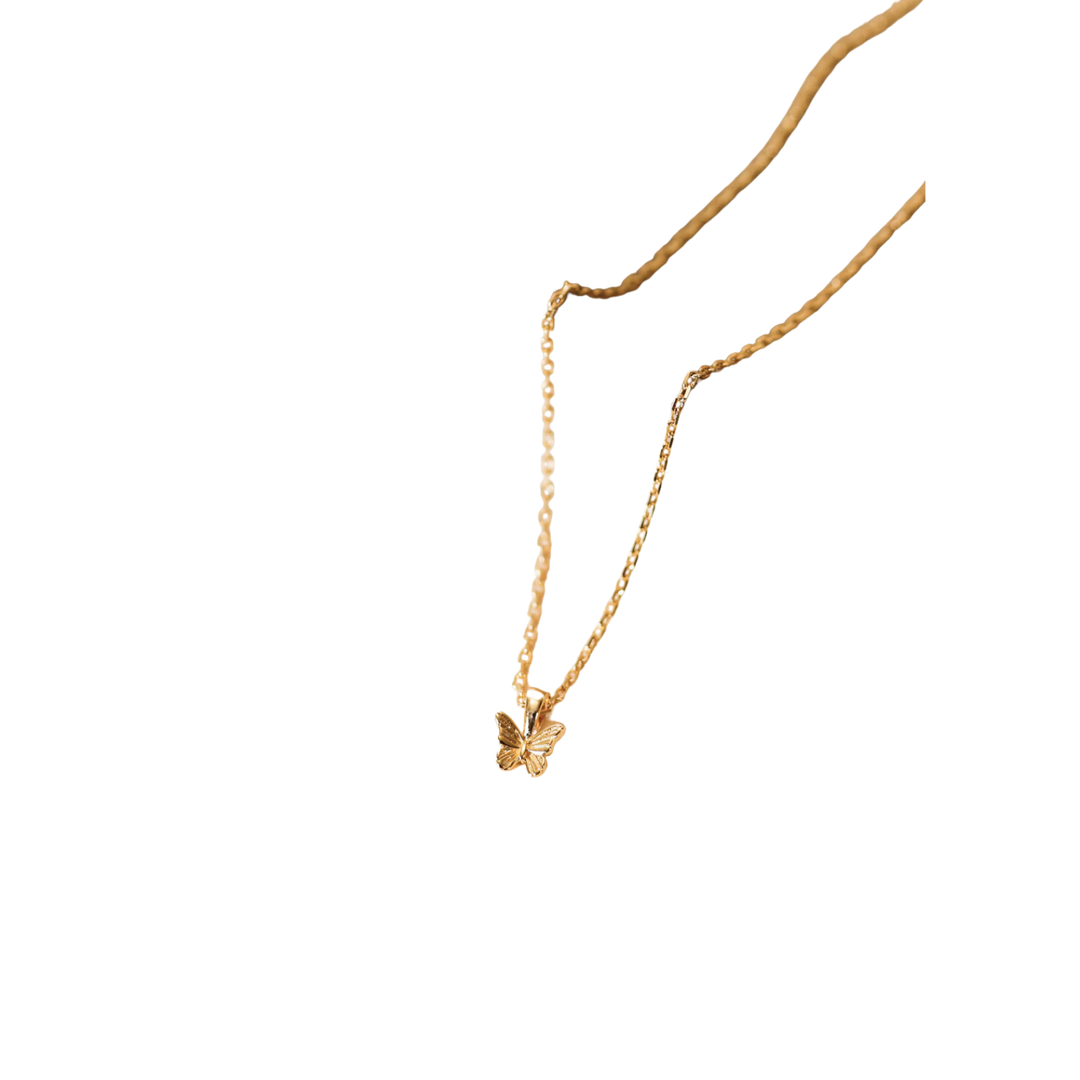 Mini Butterfly Pendant Necklace - 18k Gold Plated