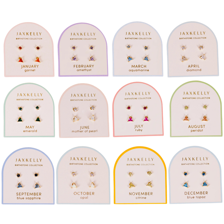 Birthstone Gold Stud Earring Set