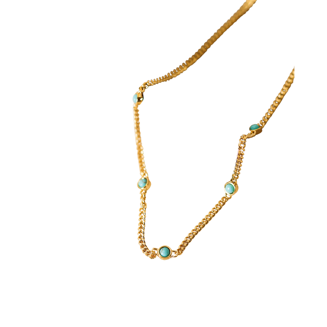 Turquoise Gemstone Necklace - 18k Gold Plated