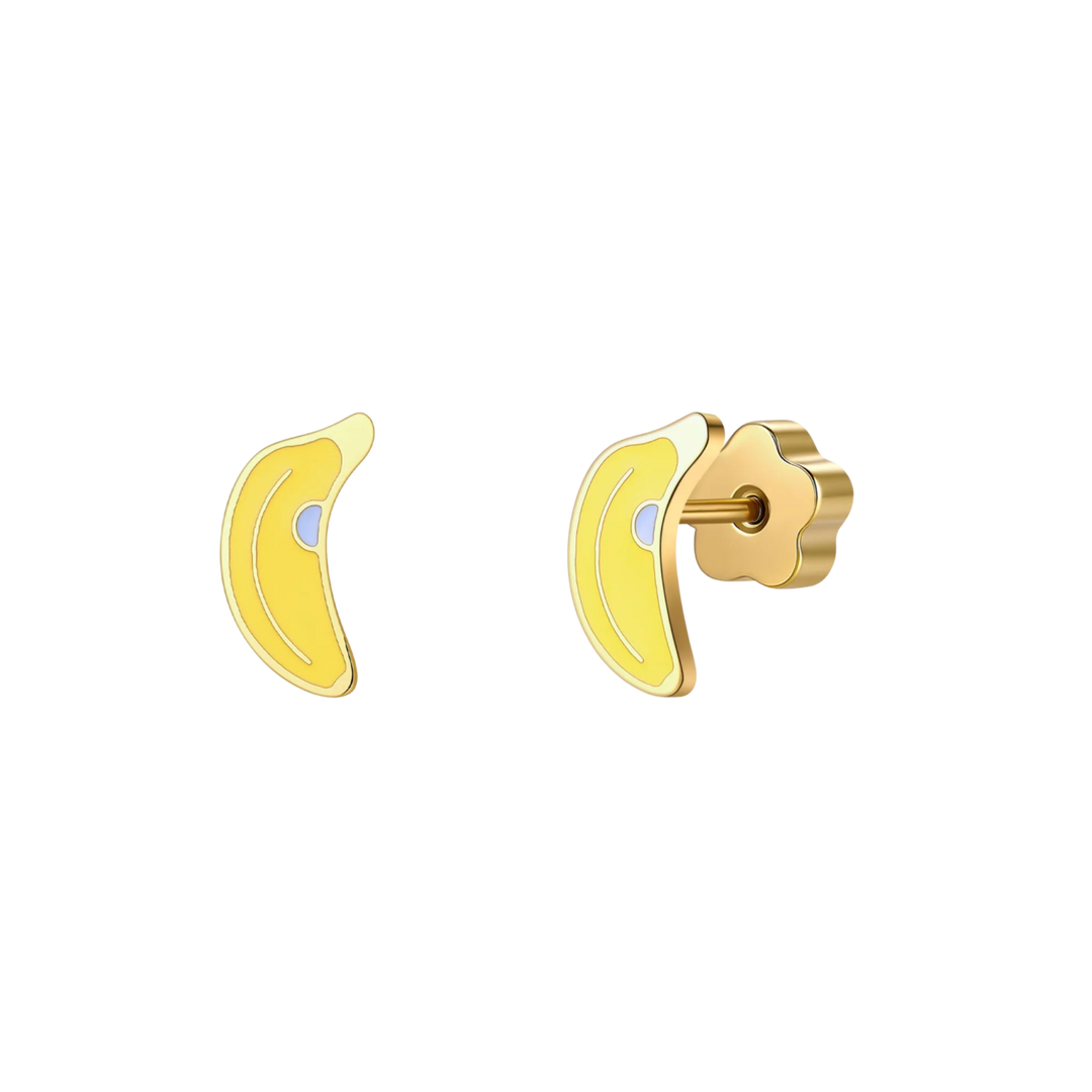Banana Enamel Flat Back Kids Earrings