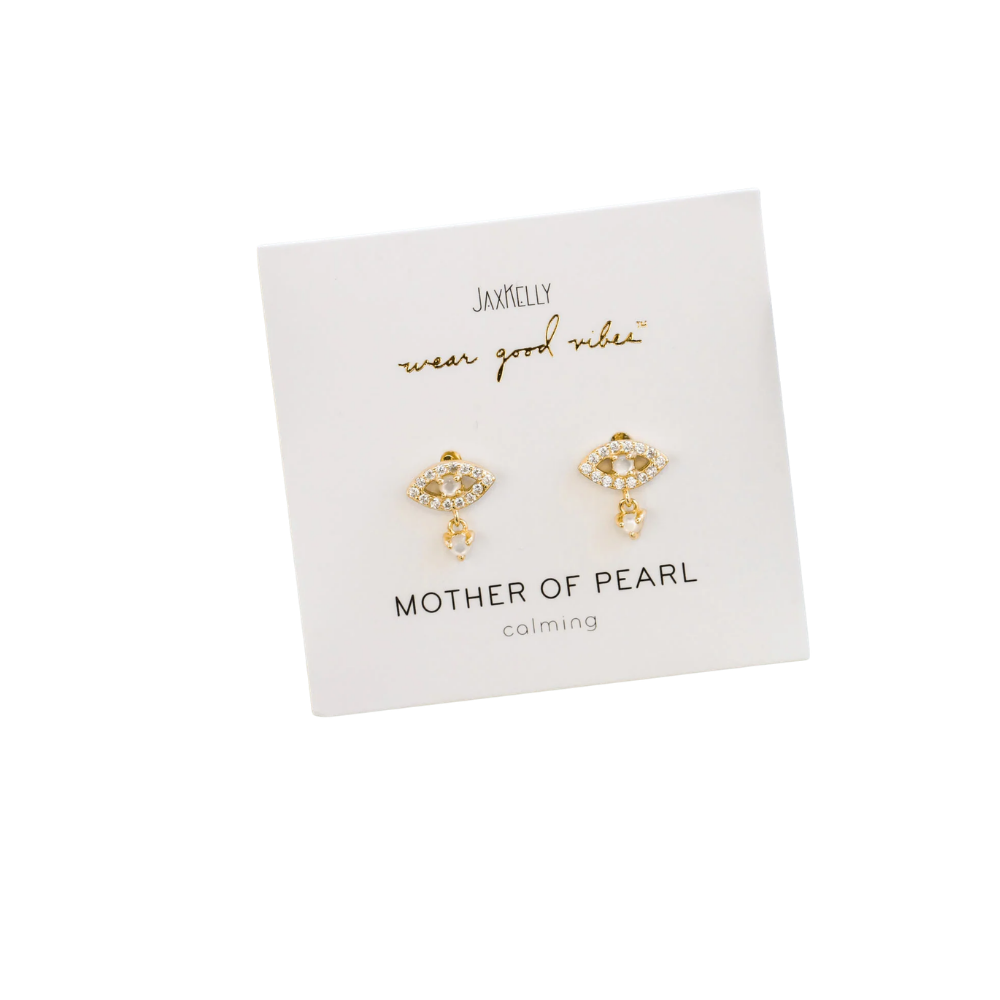 Evil Eye Drop Earrings - Mother of Pearl