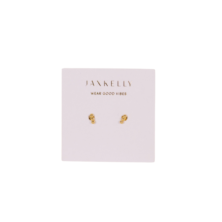 Petite 3 Ball Stud Gold Earrings