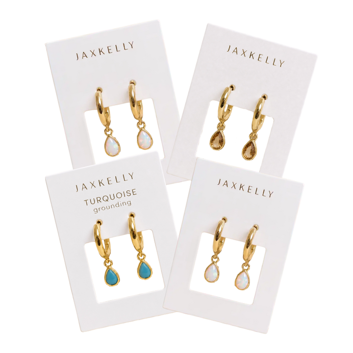 Teardrop Charm Hoop Earrings