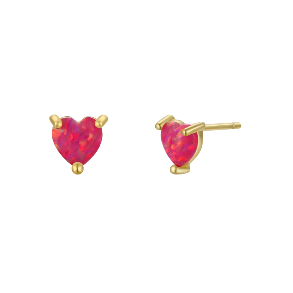Puffed Opal Heart Earrings