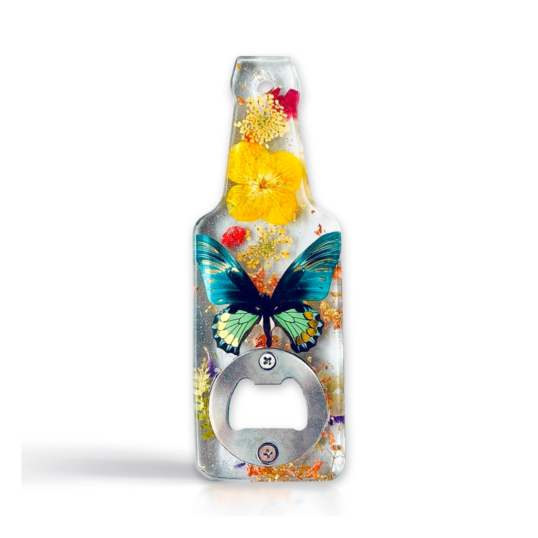 Bottle Opener – Bottle | Butterfly with Real Flowers
