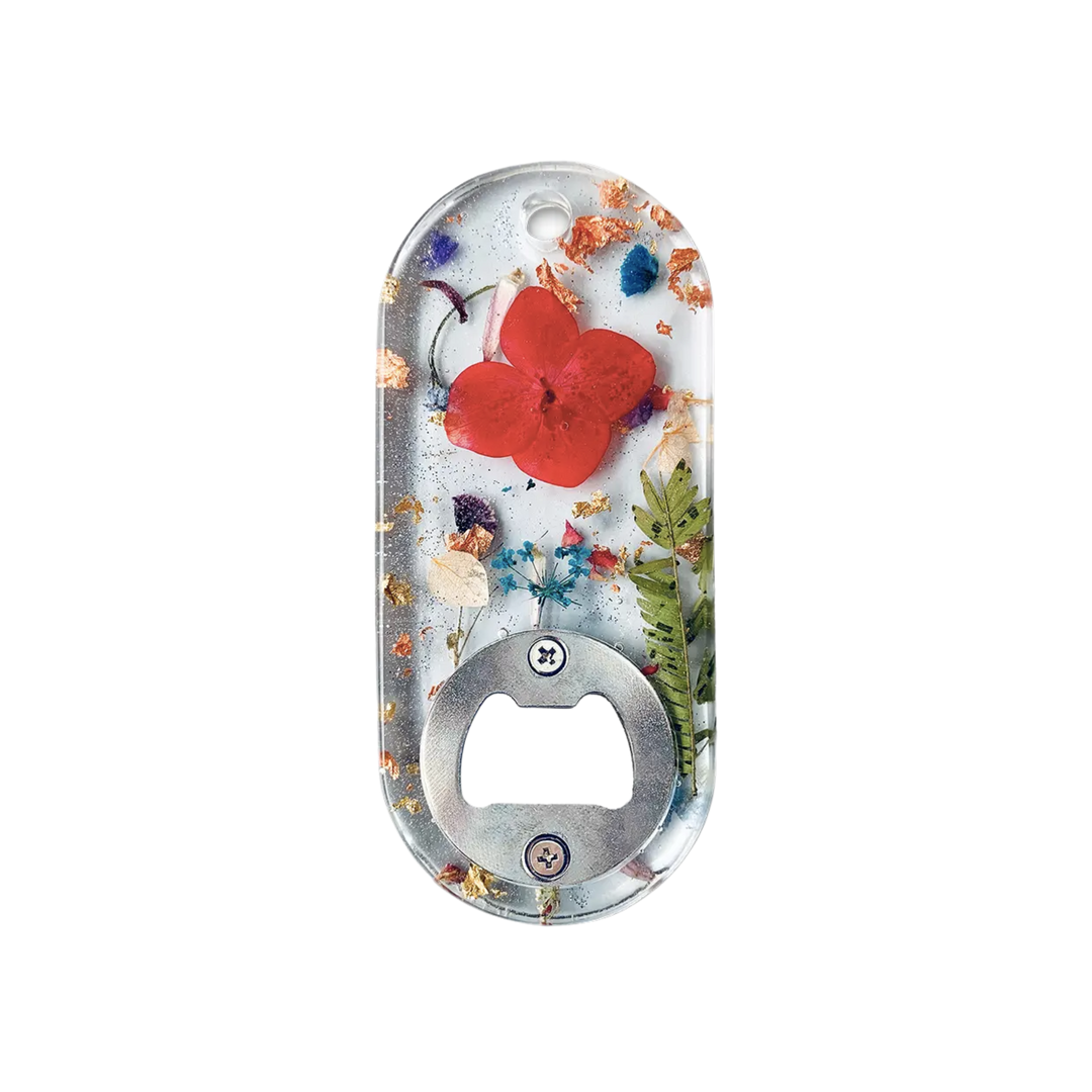 Bottle Opener – Oblong | Clear with Real Botanicals
