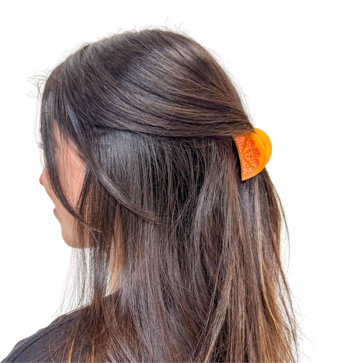Mini Orange Slice Hair Claw Clip
