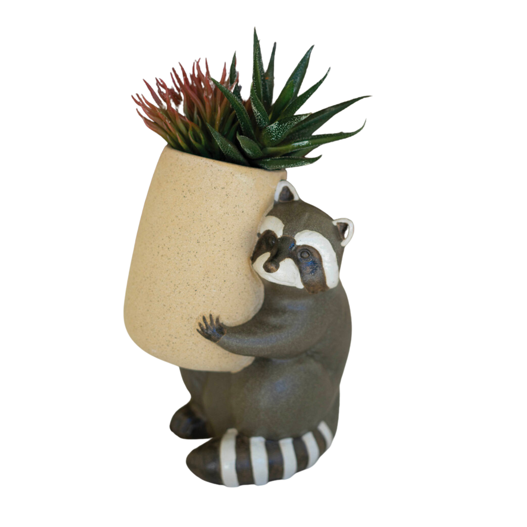 raccoon plant pot Ceramic Raccoon Planter – Golden Hour Gift Co