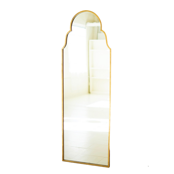 Large Arched Mirror with Brass Frame