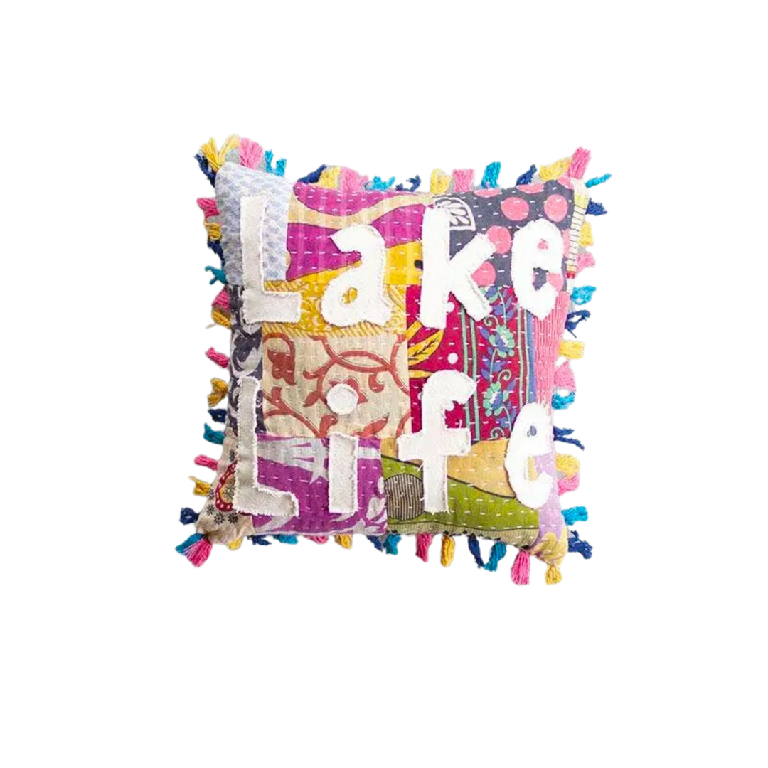 Lake Life Kantha Pillow