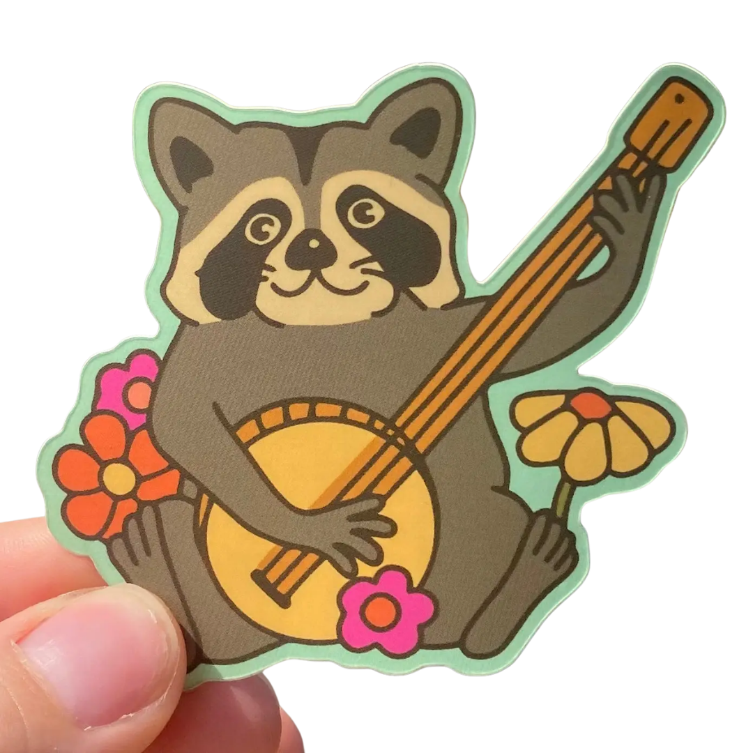 Raccoon Banjo Sticker