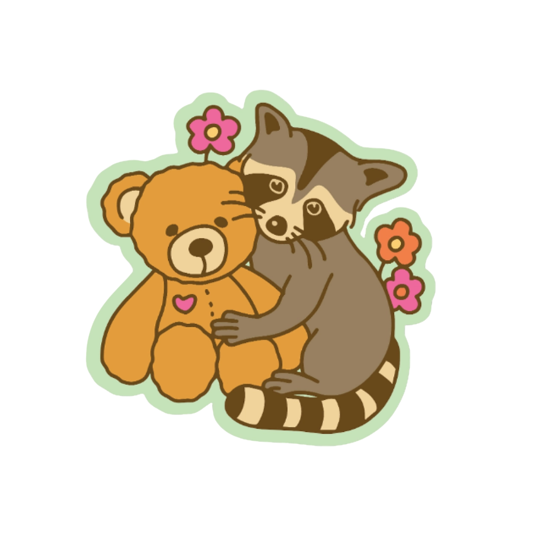 Raccoon Hug Sticker