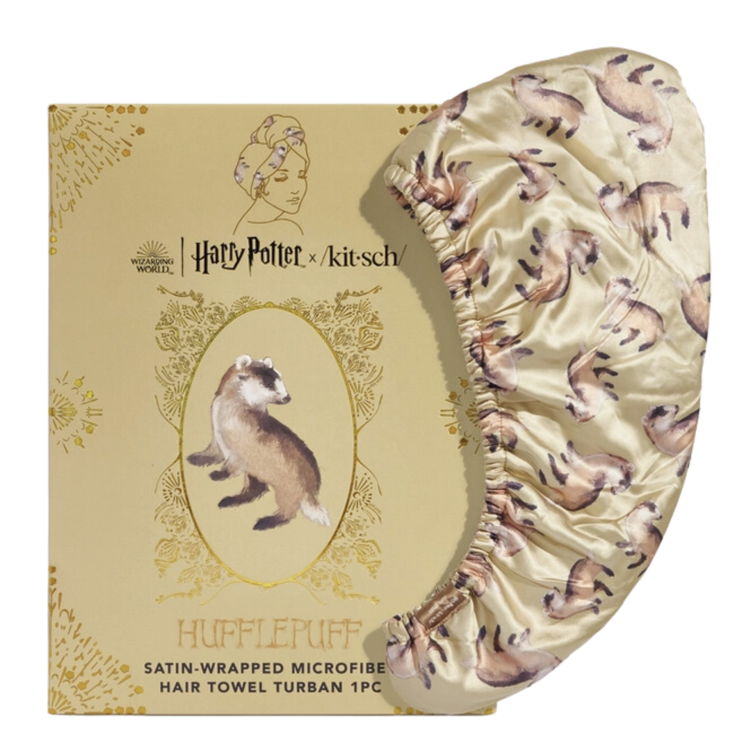 Harry Potter X Kitsch Satin-Wrapped Hair Towel - Hufflepuff