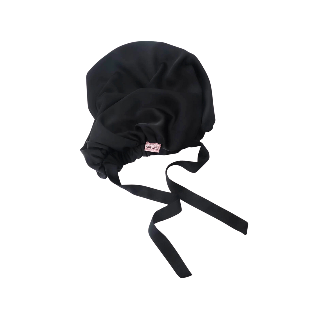 Satin Sleep XL Adjustable Bonnet- Black