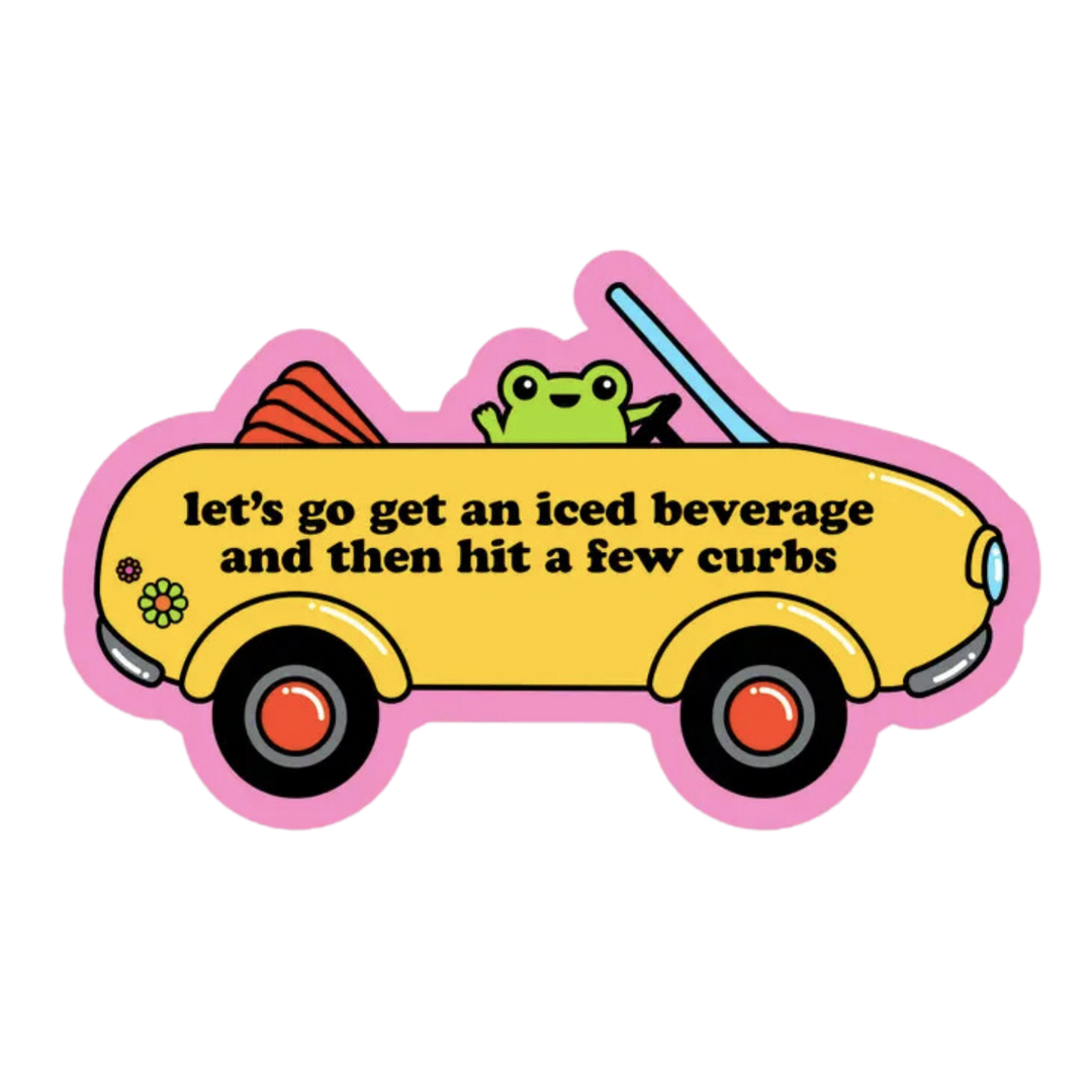 Bad Driver Frog Iced Beverage Hit the Curb Vinyl Sticker