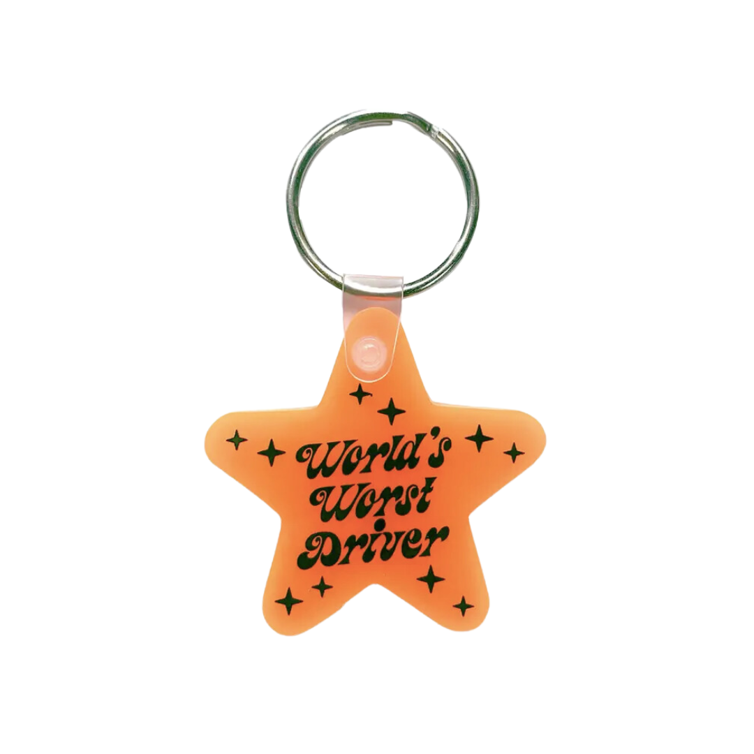 World's Worst Driver Star Shaped Vinyl Keychain