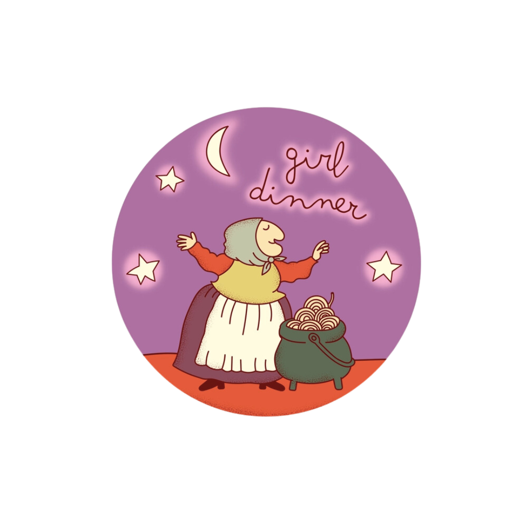 Girl Dinner Grandma Witch Vinyl Sticker