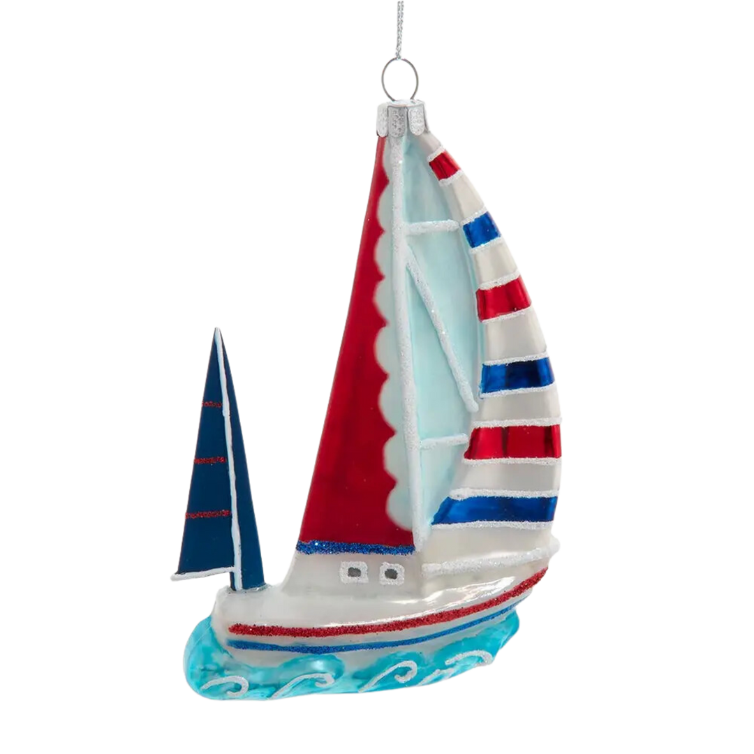 Noble Gems Red,White & Blue Sailboat Ornament