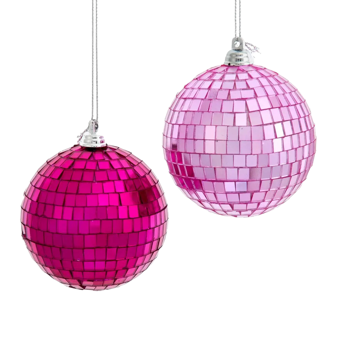 Pink Mirror Glass Disco Ball Ornament