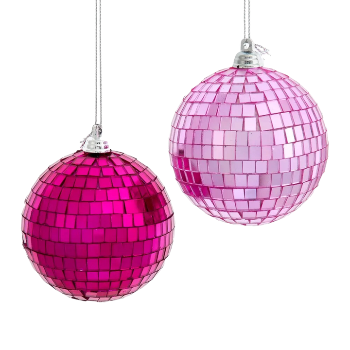 Pink Mirror Glass Disco Ball Ornament