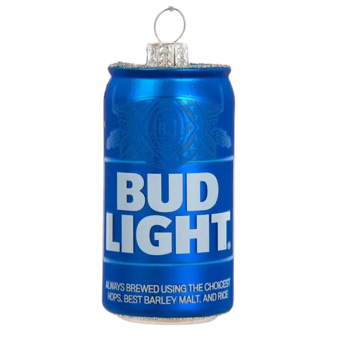 Glass Bud Light Can Ornament