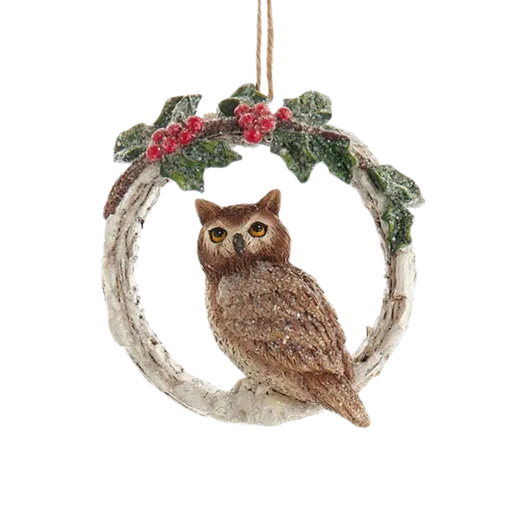 Cardinals, Owl, Fox in Tree Hole Ornaments