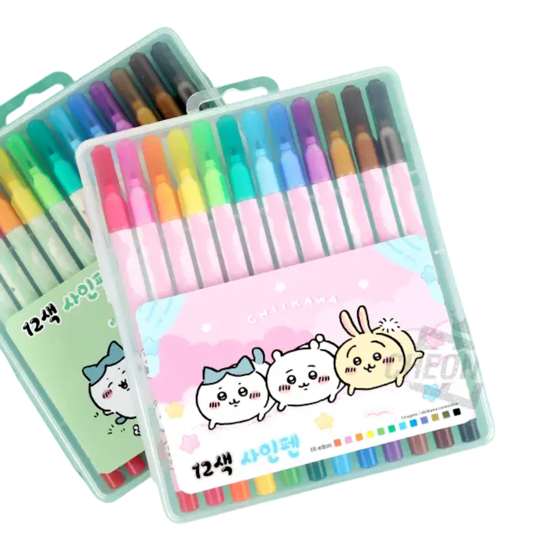 Chiikawa 12 Color Felt-Tip Pen Marker Set with Case