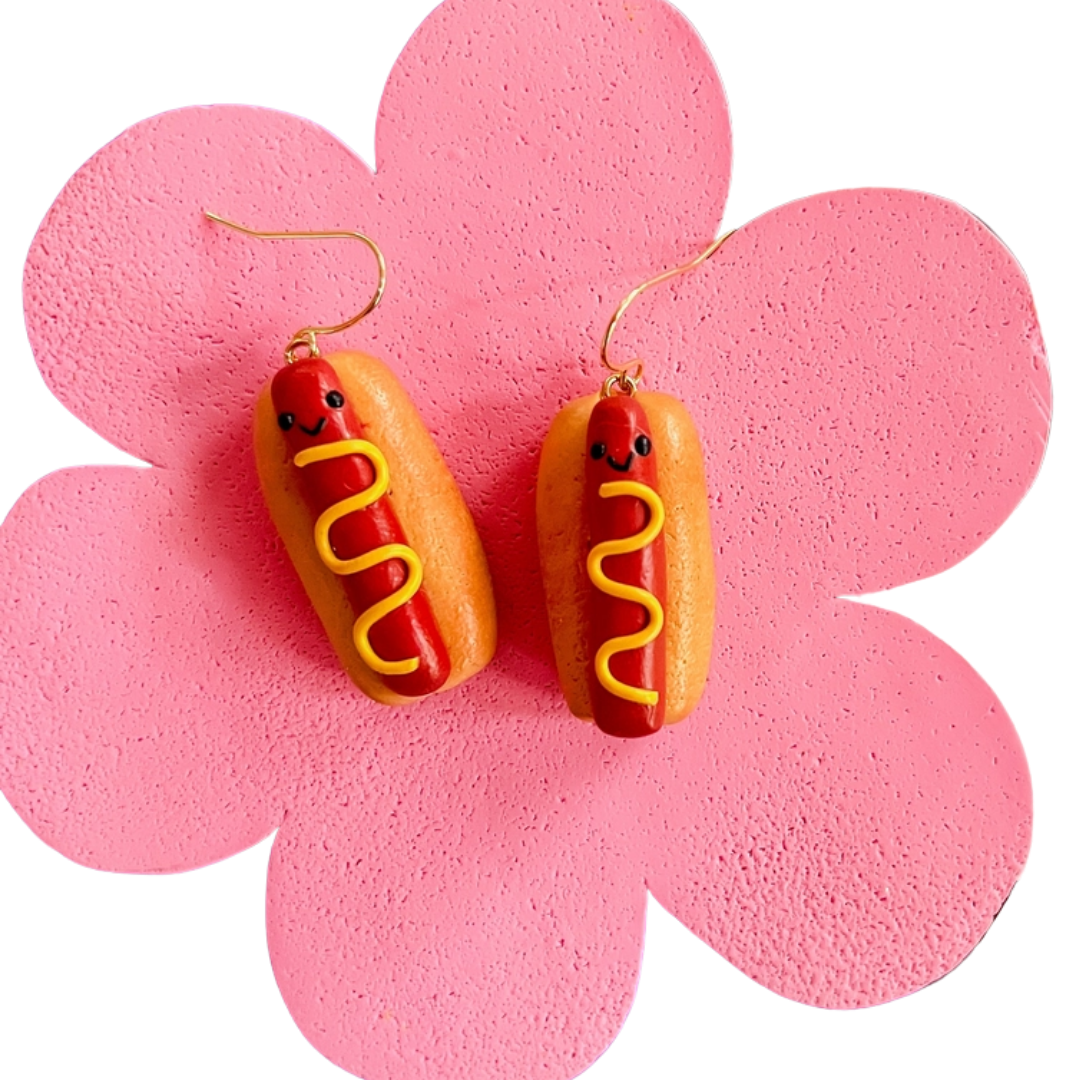 Henry Hot Dog Polymer Clay Earrings