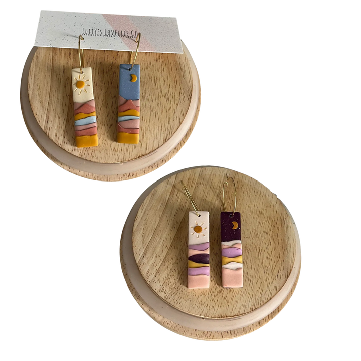 Day & Night Mountain Scene Earrings