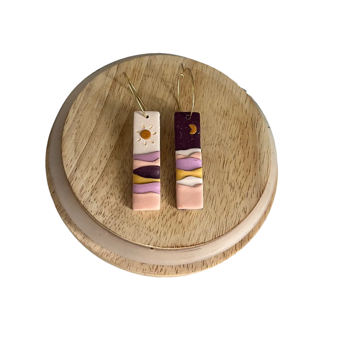 Day & Night Mountain Scene Earrings