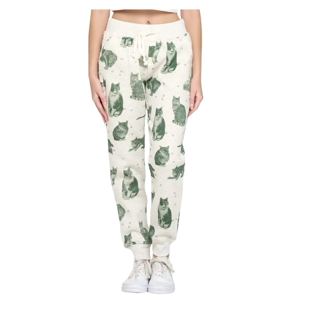Green Cat All Over Fleece Sweatpant