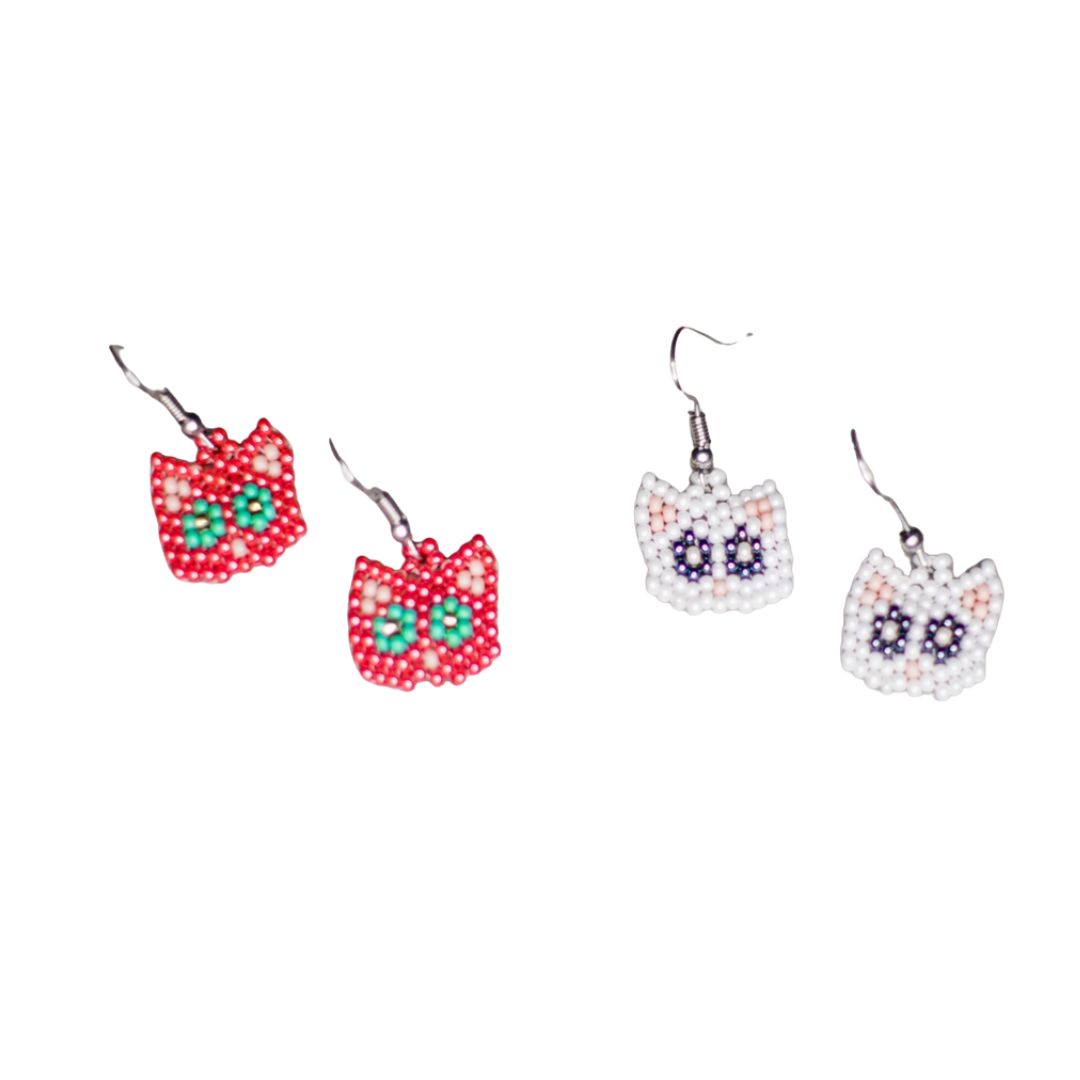 Beaded Cat Earrings