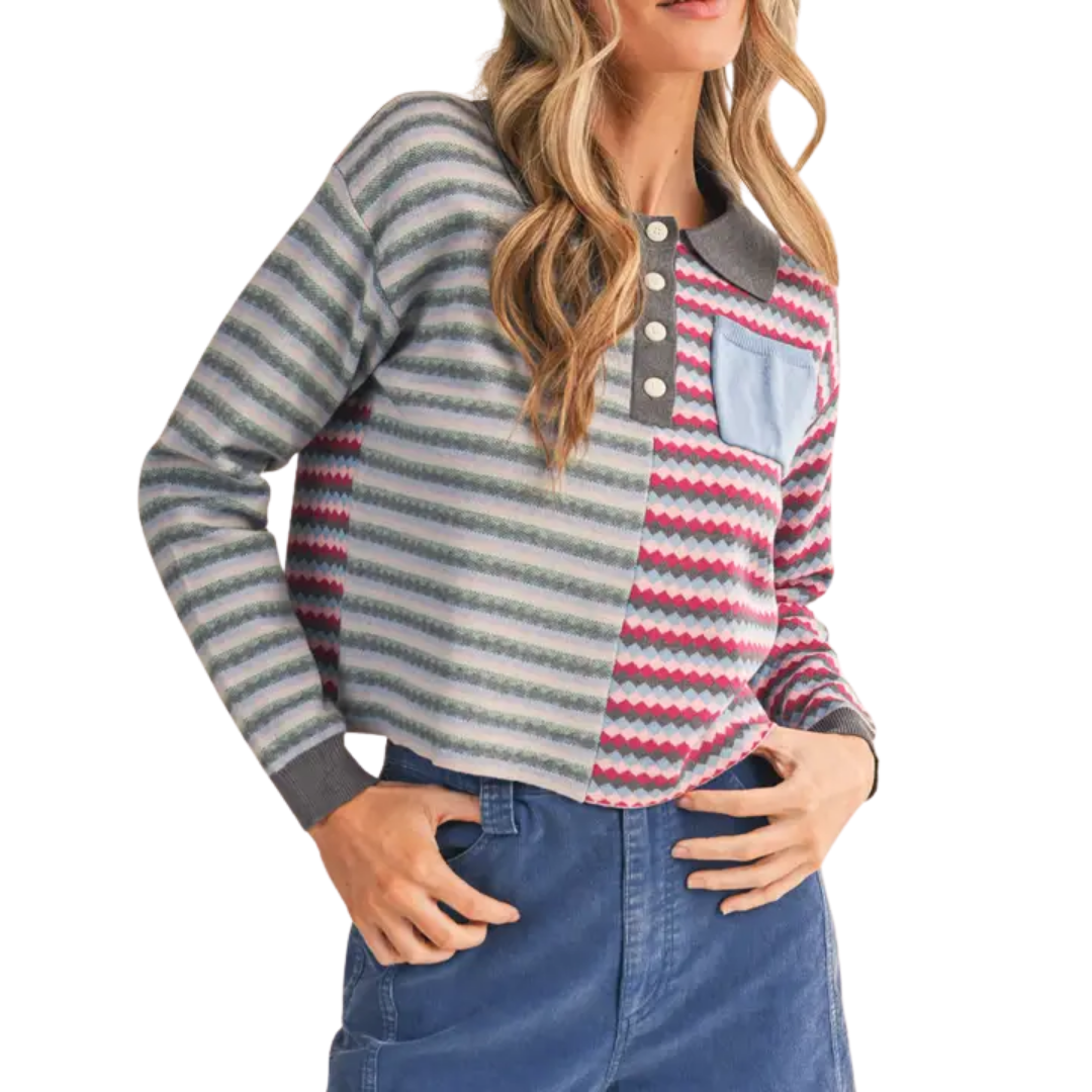 Multi-Color Striped Knit Sweater
