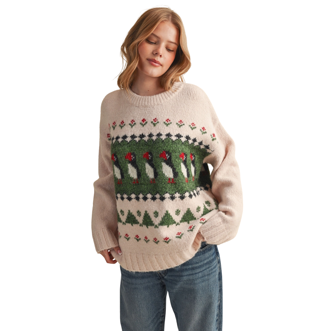 Puffin Motif Sweater