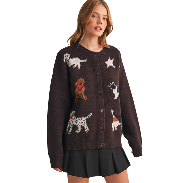 Dog Knit Sweater Cardigan