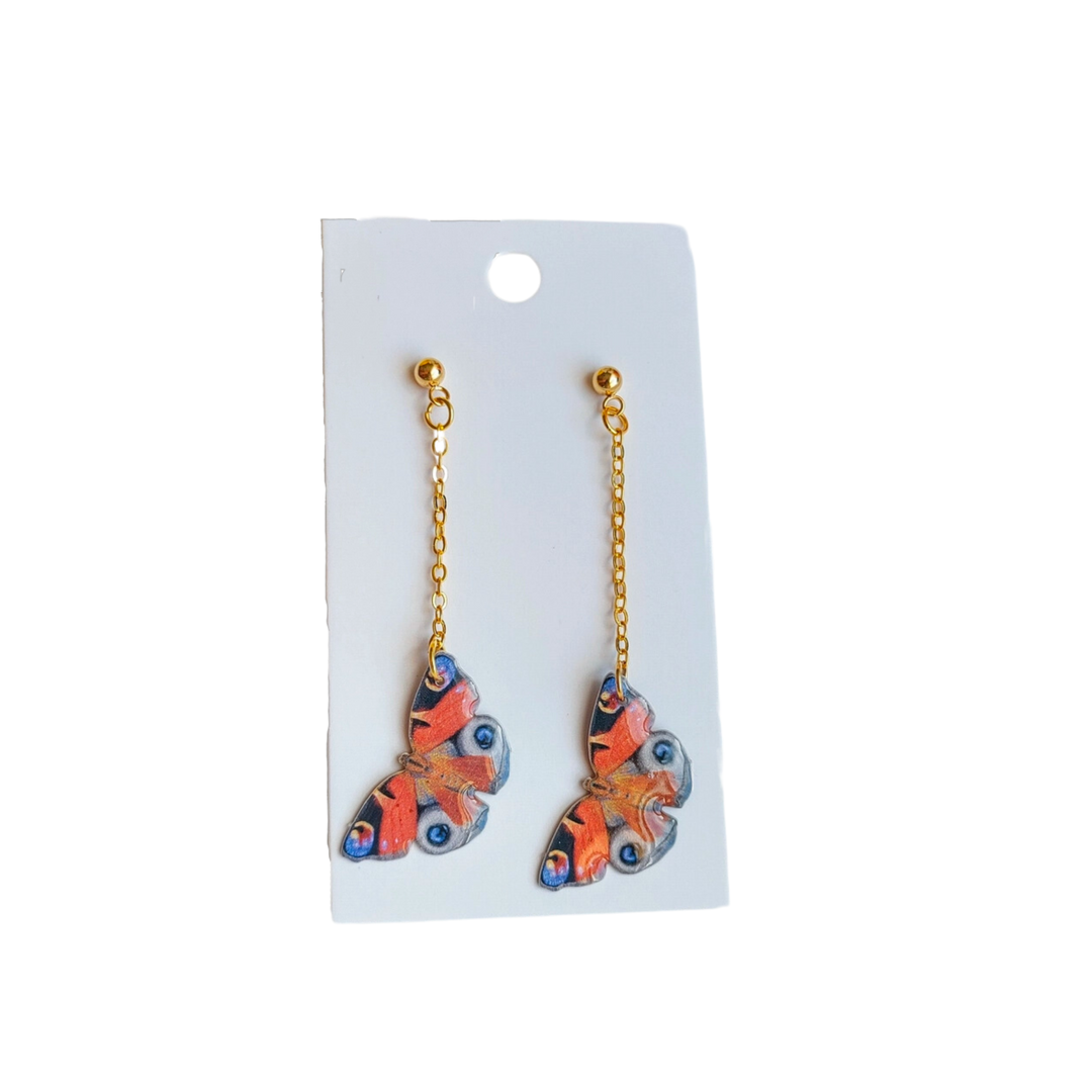 Warm Buckeye Butterfly Earrings