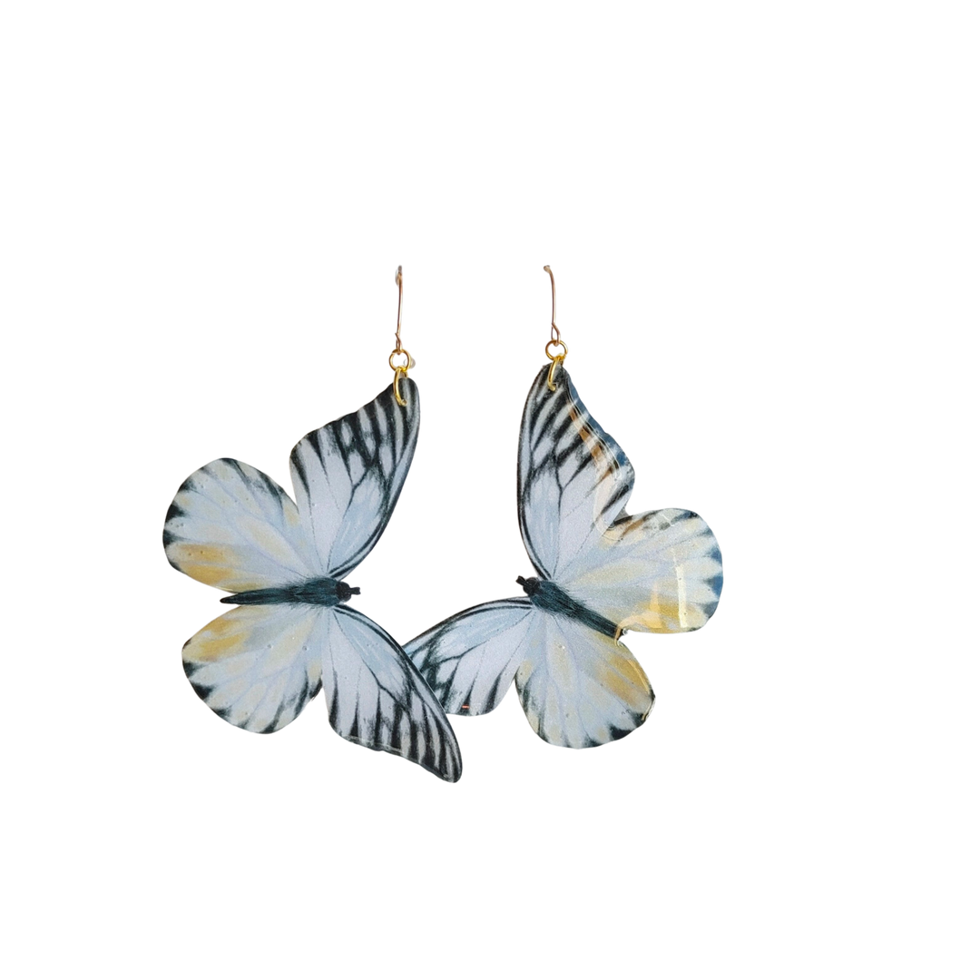 Pieridae White & Gold Butterfly Earrings
