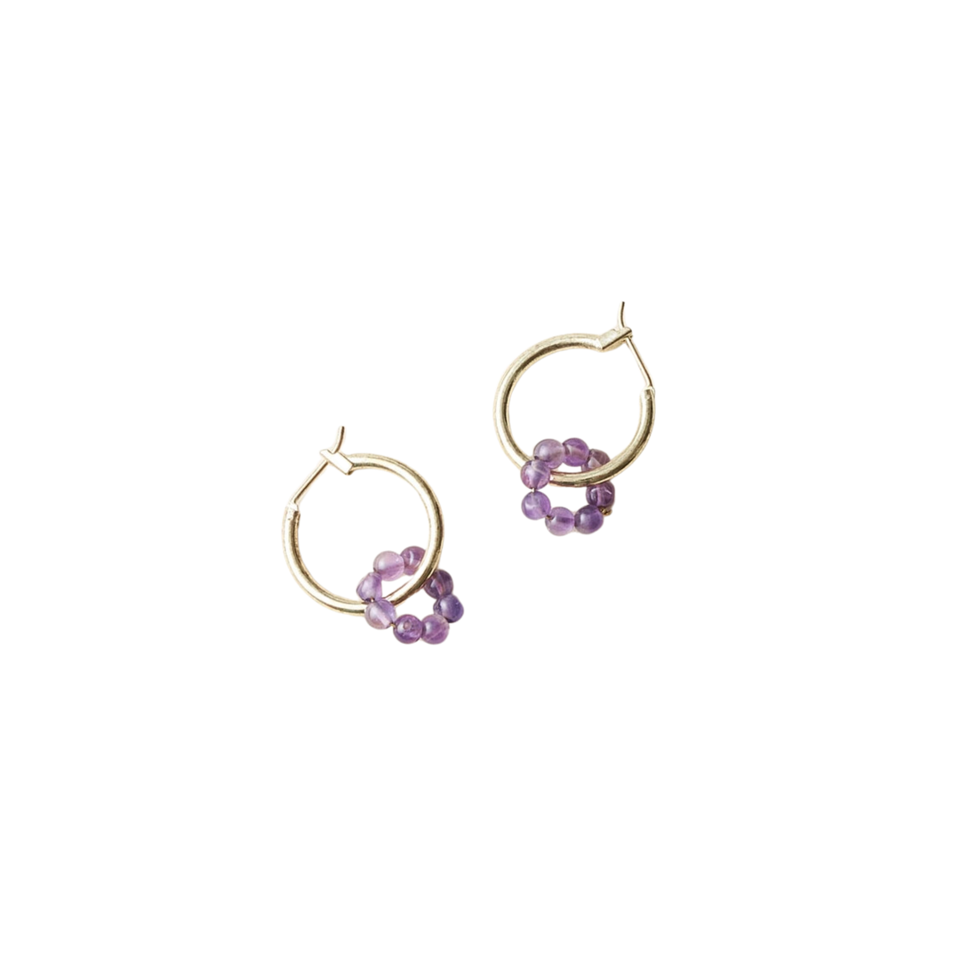 Jambumani Amethyst Small Hoop Earrings