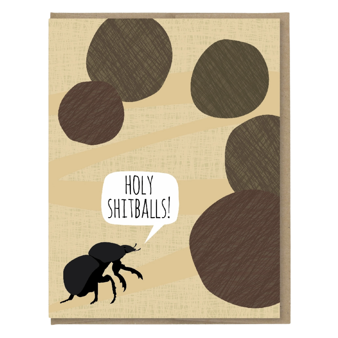 Holy Shitballs Dung Beetle Congrats Card