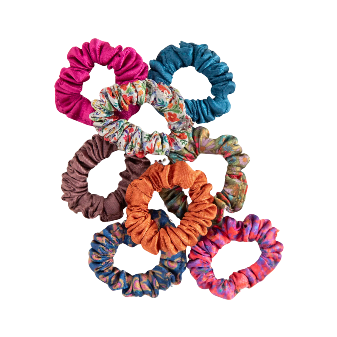 Mini Satin Scrunchie, Set of 8