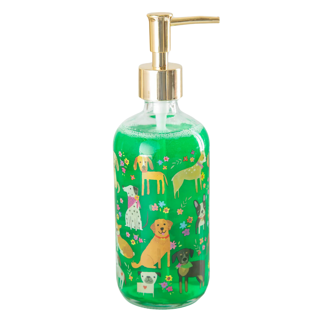 Glass Soap Dispenser - Dog Floral