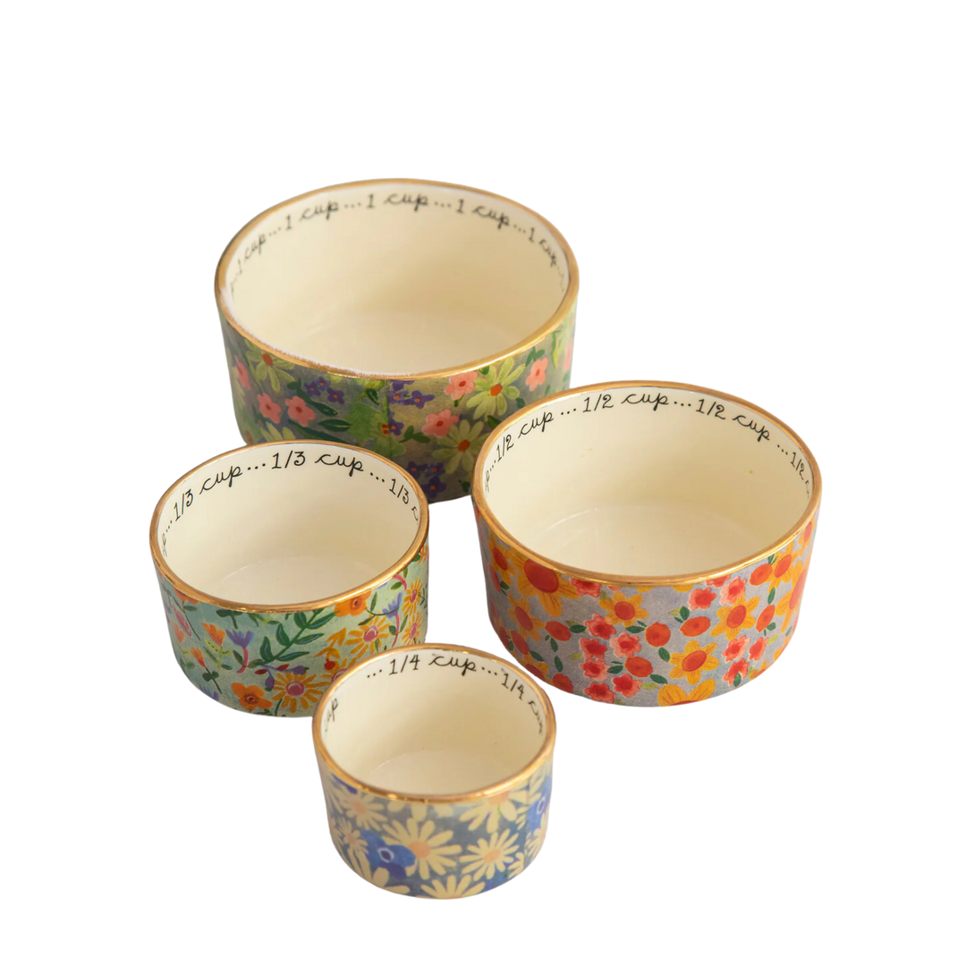 Ceramic Nesting Measuring Cups - Multi Floral