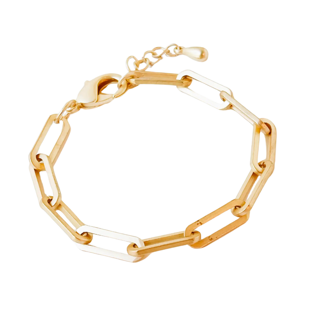 Adjustable Chunky Gold Paperclip Bracelet