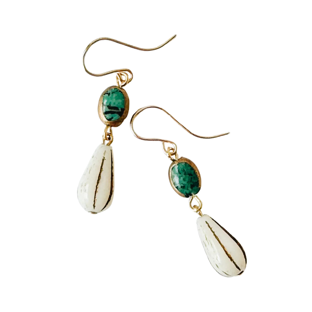 Authentic Turquoise and Glass Drop Earrings