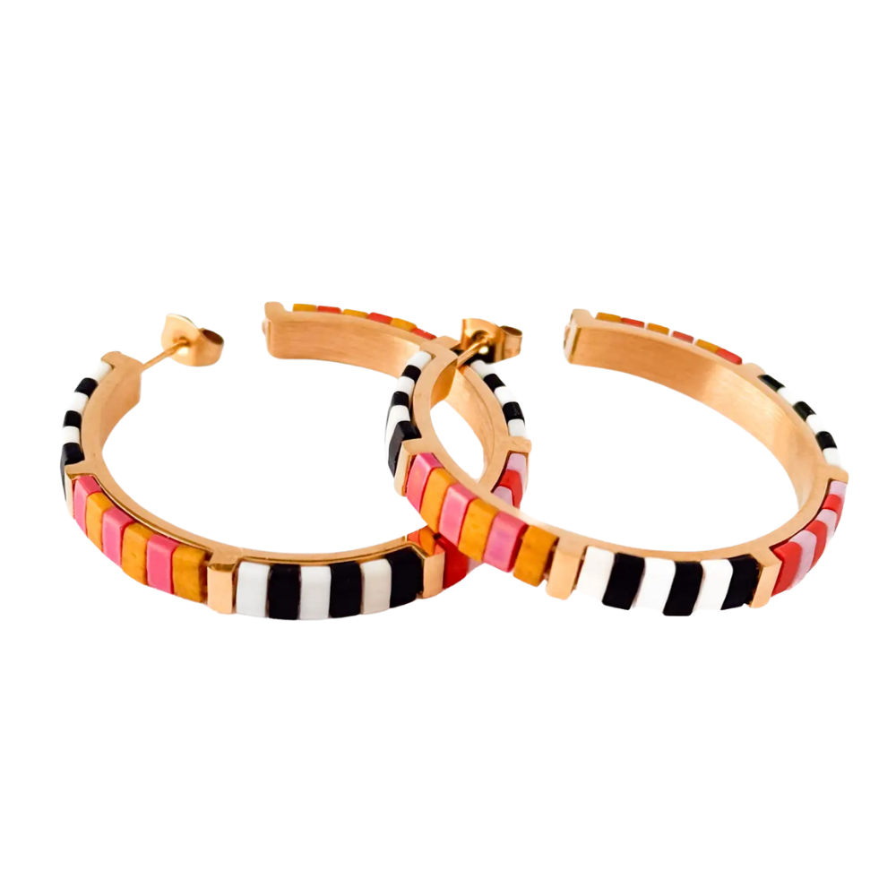 Big Bold Tila Bead Hoop Earrings