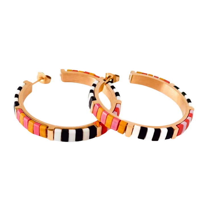 Big Bold Tila Bead Hoop Earrings