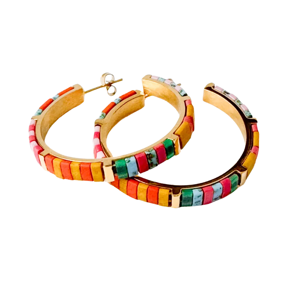 Big Bold Tila Bead Hoop Earrings